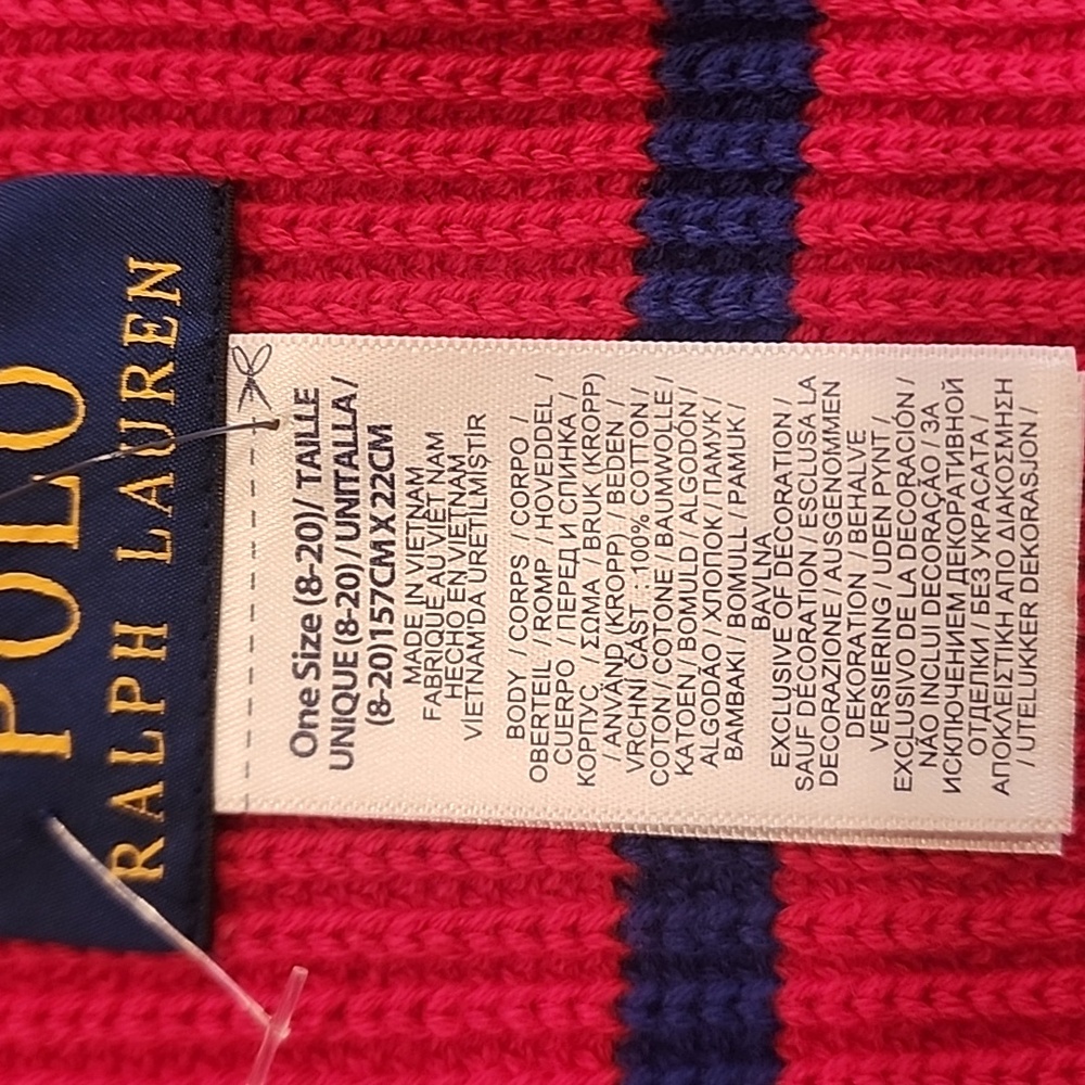 Polo Ralph Lauren Kids 8-20 Red And Blue Knit Preppy Scarf NWT - Picture 5 of 6